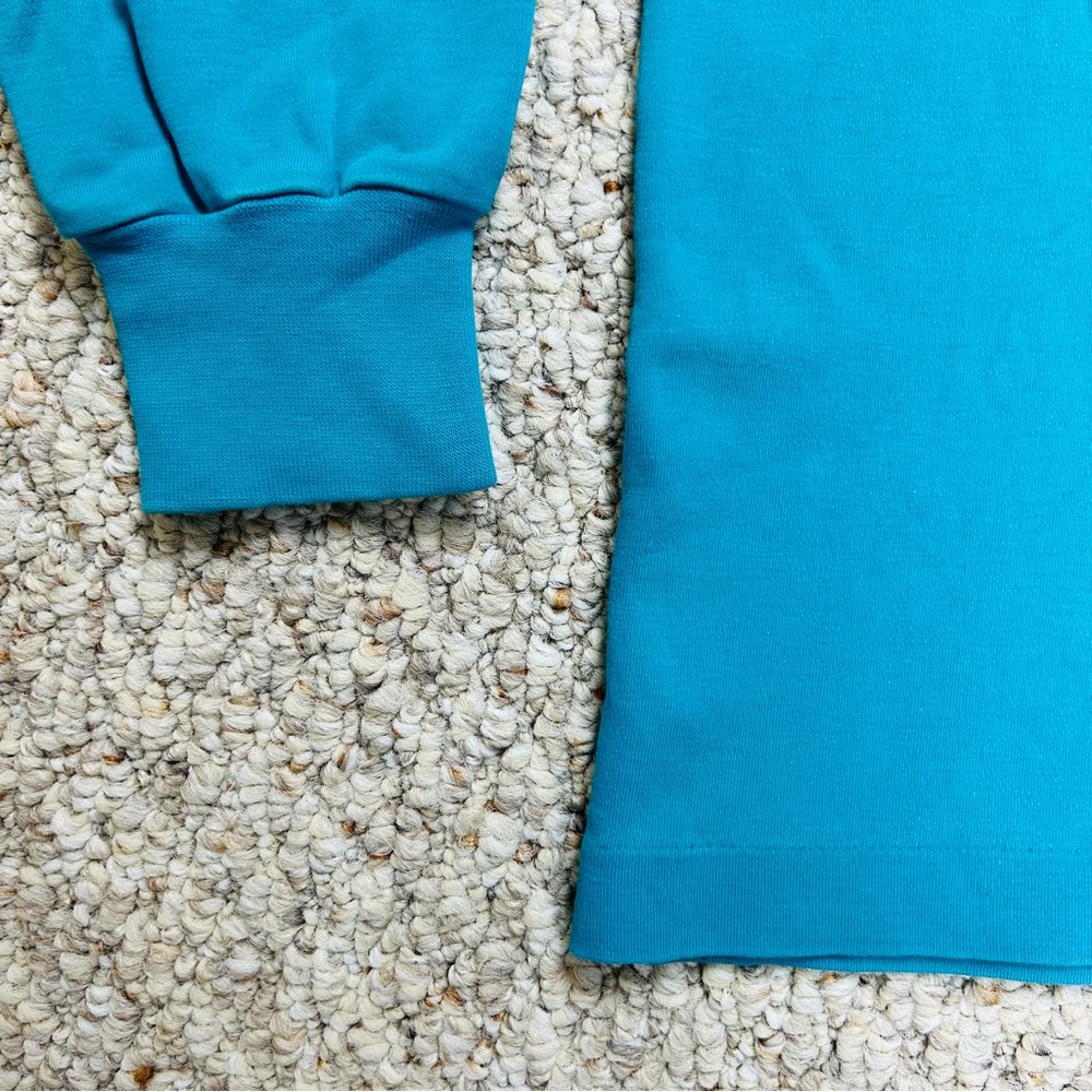 Columbia Vintage Mock Neck Long Sleeve Womens XL Teal Single Stitch 90s Pullover - Picture 4 of 8